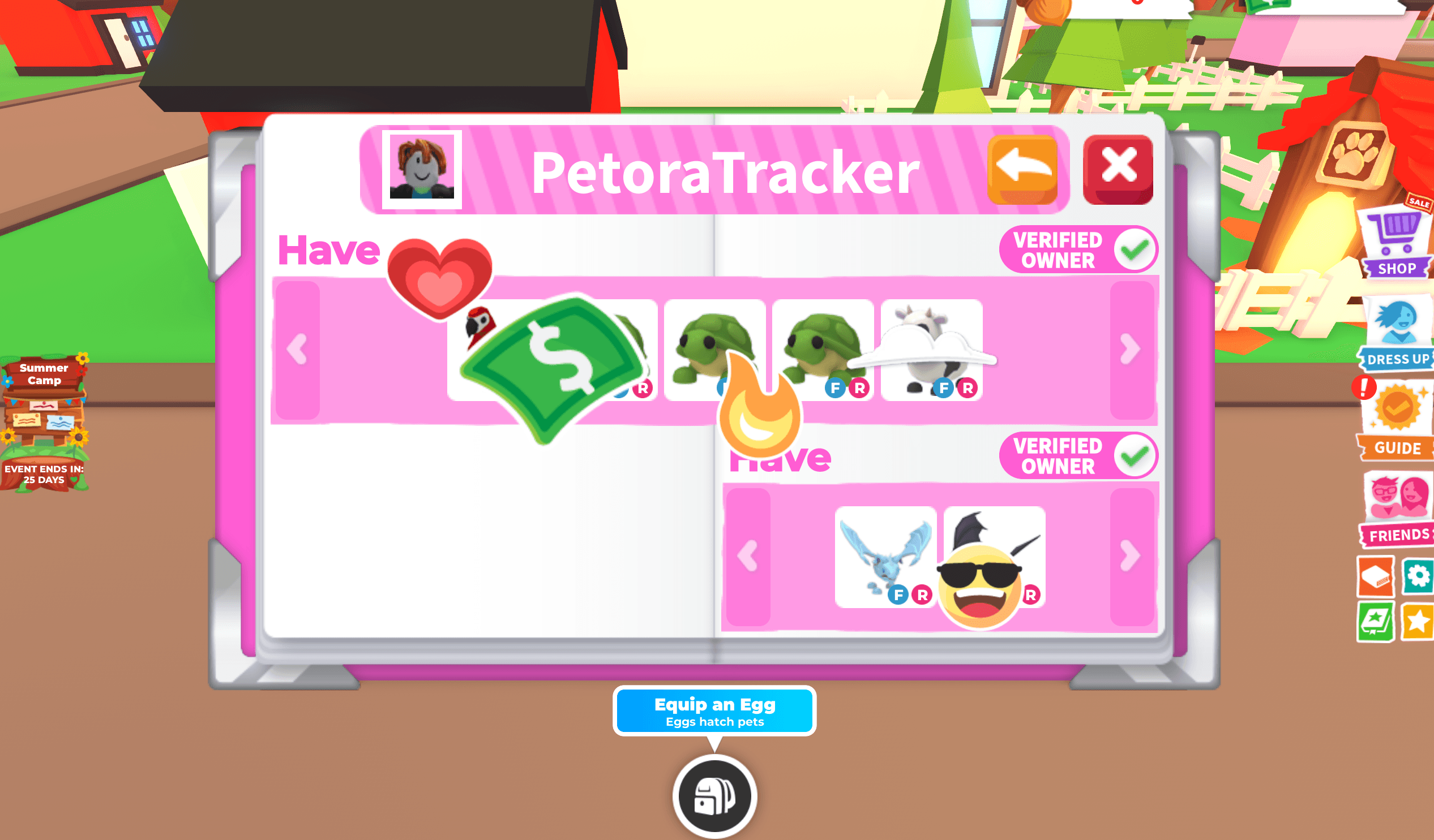 A submission Petora can't read: the Adopt Me profile is cropped, blurry, or covered by a menu, and the username isn't visible